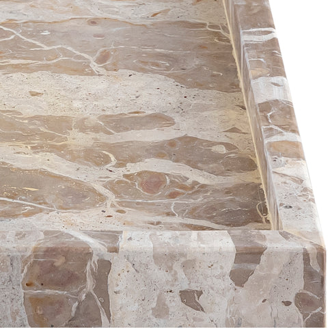 Jessa Beige Square Genuine Marble Tray, 1 Piece