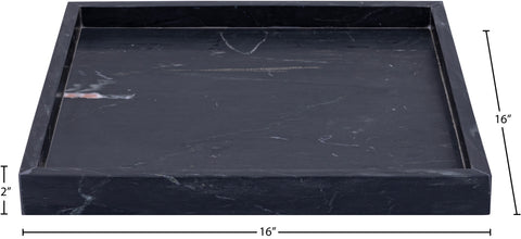 Jessa Black Square Genuine Marble Tray, 1 Piece
