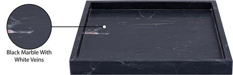 Jessa Black Square Genuine Marble Tray, 1 Piece