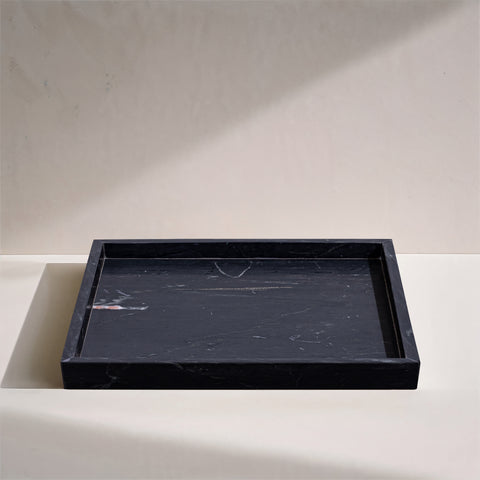 Jessa Black Square Genuine Marble Tray, 1 Piece