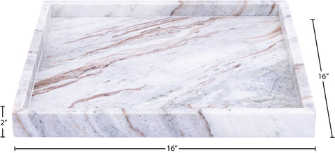 Jessa Brown Square Genuine Marble Tray, 1 Piece