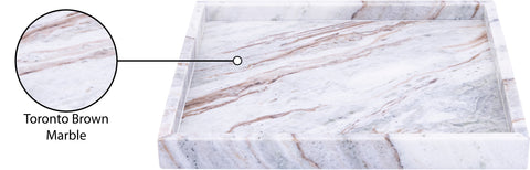 Jessa Brown Square Genuine Marble Tray, 1 Piece