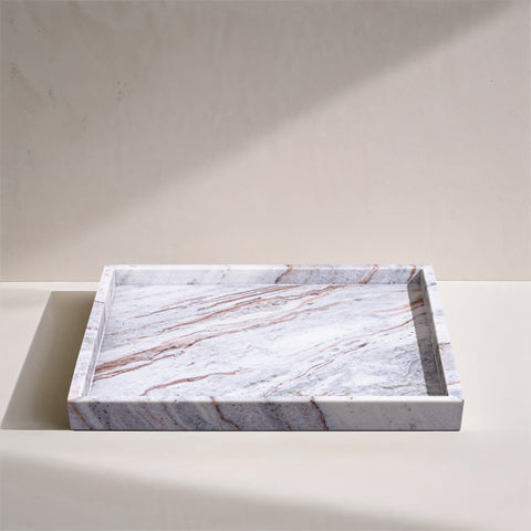 Jessa Brown Square Genuine Marble Tray, 1 Piece