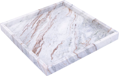 Jessa Brown Square Genuine Marble Tray, 1 Piece