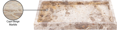 Jessa Beige Rectangular Genuine Marble Tray, 1 Piece