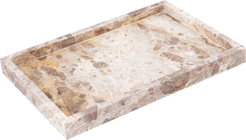 Jessa Beige Rectangular Genuine Marble Tray, 1 Piece