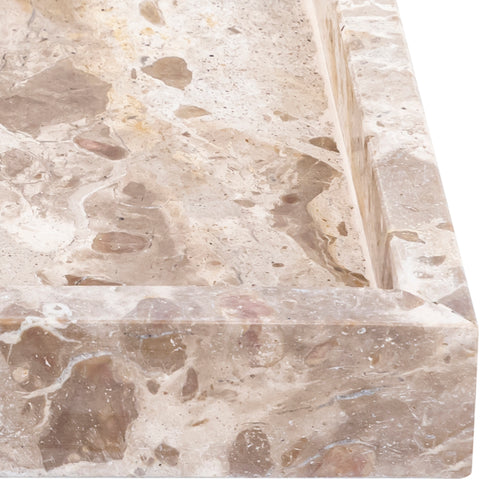 Jessa Beige Rectangular Genuine Marble Tray, 1 Piece