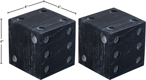 Harper Black Genuine Marble Decorative Dice, 2-Piece