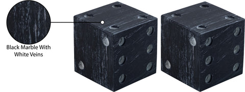 Harper Black Genuine Marble Decorative Dice, 2-Piece