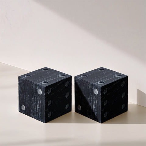 Harper Black Genuine Marble Decorative Dice, 2-Piece