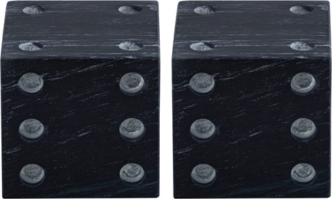 Harper Black Genuine Marble Decorative Dice, 2-Piece