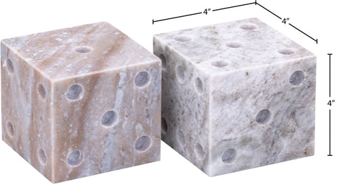 Harper Brown Genuine Marble Decorative Dice, 2-Piece