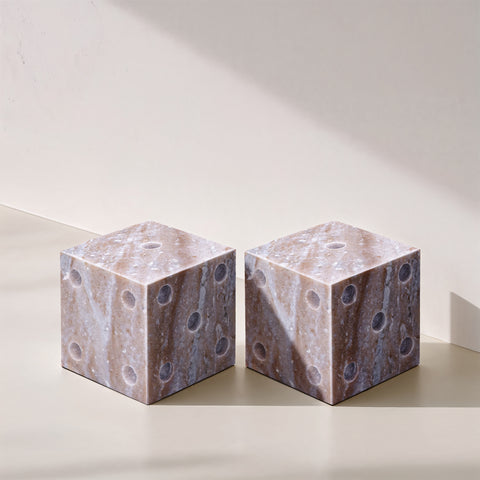 Harper Brown Genuine Marble Decorative Dice, 2-Piece