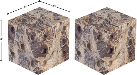 Harper Cherry Genuine Marble Decorative Dice, 2-Piece