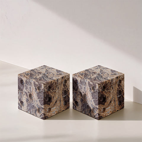 Harper Cherry Genuine Marble Decorative Dice, 2-Piece