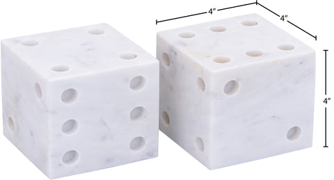 Harper White Genuine Marble Decorative Dice, 2-Piece