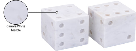 Harper White Genuine Marble Decorative Dice, 2-Piece
