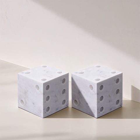 Harper White Genuine Marble Decorative Dice, 2-Piece