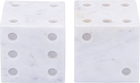 Harper White Genuine Marble Decorative Dice, 2-Piece