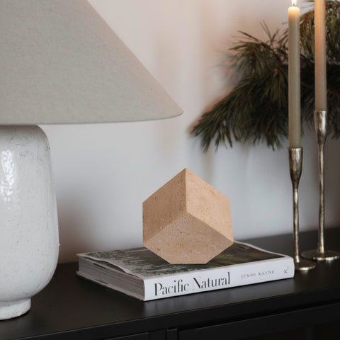 Greer Natural Travertine Decorative Cube, 1 Piece