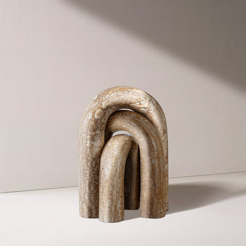 Talia Natural Travertine Decorative Object, 3-Piece