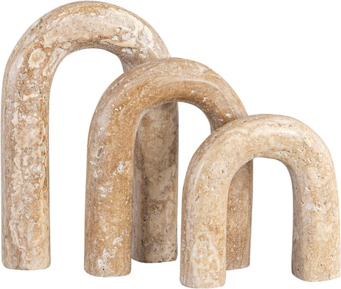 Talia Natural Travertine Decorative Object, 3-Piece