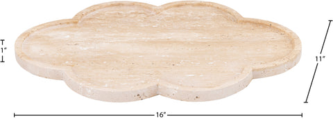Zadie Natural Clover Shaped Travertine Tray, 1 Piece