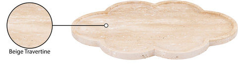 Zadie Natural Clover Shaped Travertine Tray, 1 Piece
