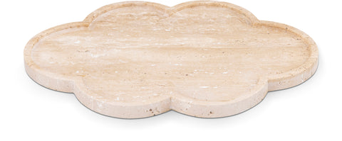 Zadie Natural Clover Shaped Travertine Tray, 1 Piece