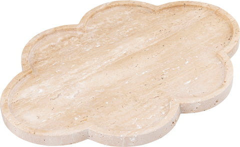 Zadie Natural Clover Shaped Travertine Tray, 1 Piece