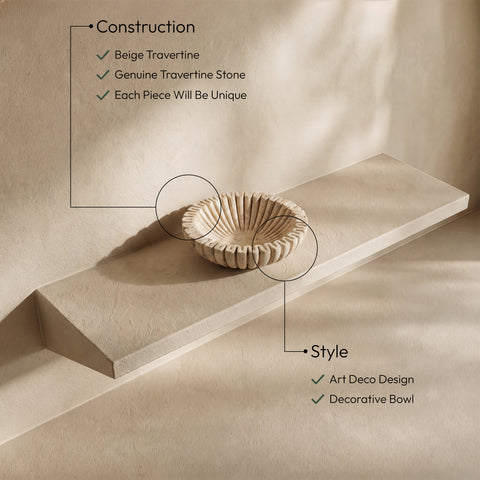 Rowan Travertine Travertine Decorative Bowl, 1 Piece (Style 2)