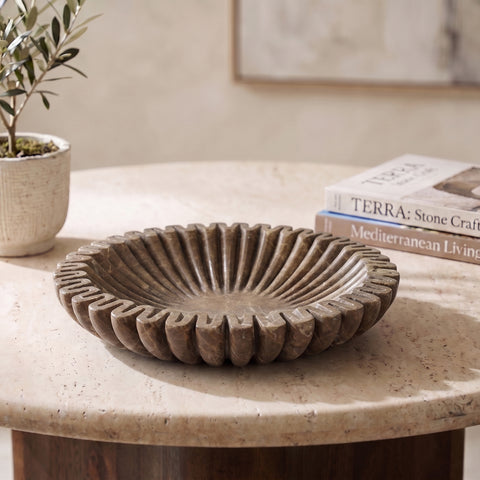 Rowan Brown Genuine Marble Decorative Bowl, 1 Piece (Style 2)