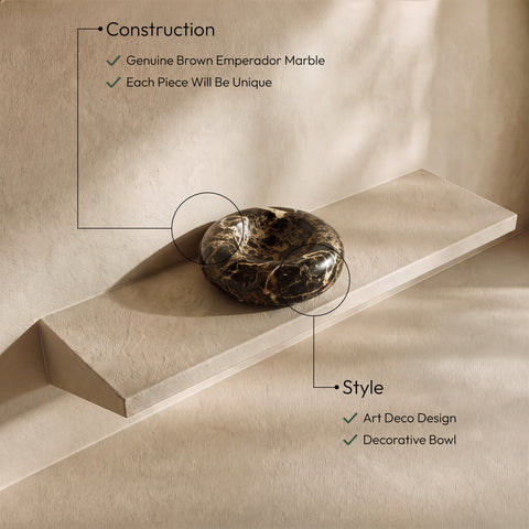 Vale Brown Genuine Marble Decorative Bowl, 1 Piece