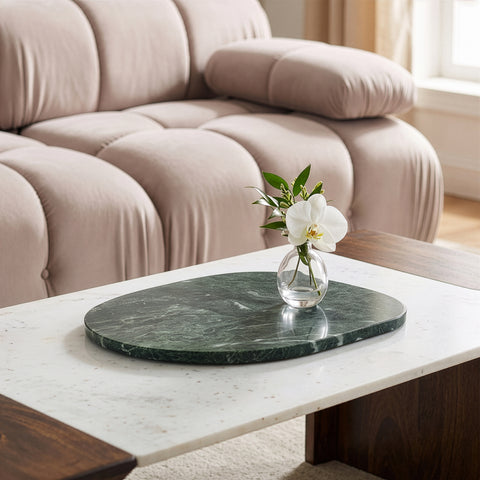 Olive Green Genuine Marble Decorative Tray, 1 Piece