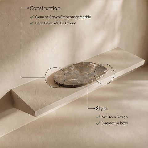 Olive Brown Genuine Marble Decorative Tray, 1 Piece (Style 2)