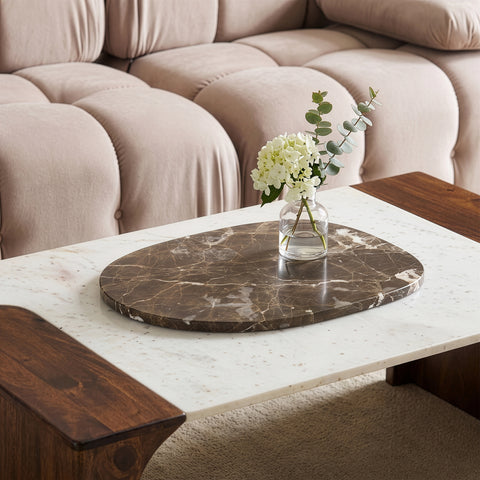 Olive Brown Genuine Marble Decorative Tray, 1 Piece (Style 2)