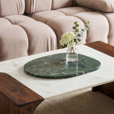 Olive Green Genuine Marble Decorative Tray, 1 Piece (Style 2)