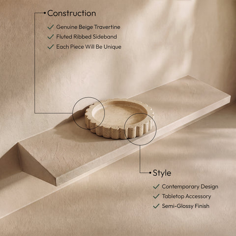 Celine Beige Travertine Tray, 1 Piece