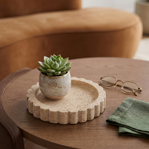 Celine Beige Travertine Tray, 1 Piece