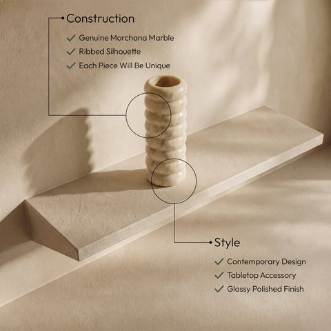 Celine Beige Genuine Marble Vase, 1 Piece