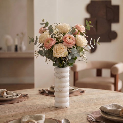Celine White Genuine Marble Vase, 1 Piece