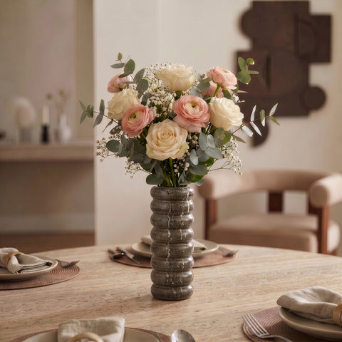 Celine Grey Travertine Vase, 1 Piece