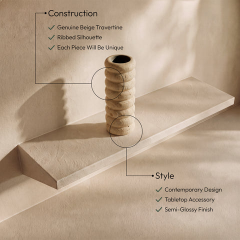 Celine Beige Travertine Vase, 1 Piece