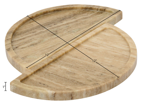 Kellan Beige Genuine Marble Tray, 1 Piece
