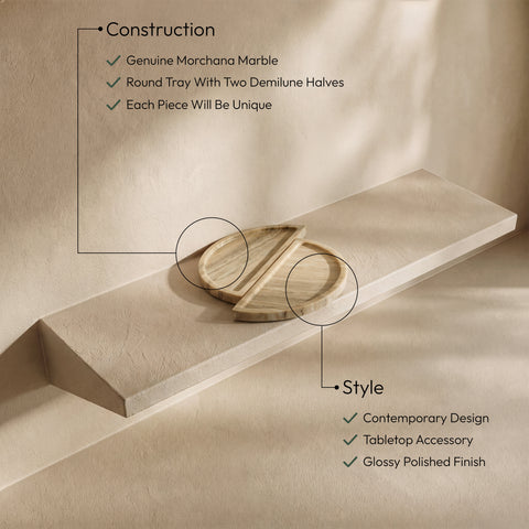 Kellan Beige Genuine Marble Tray, 1 Piece