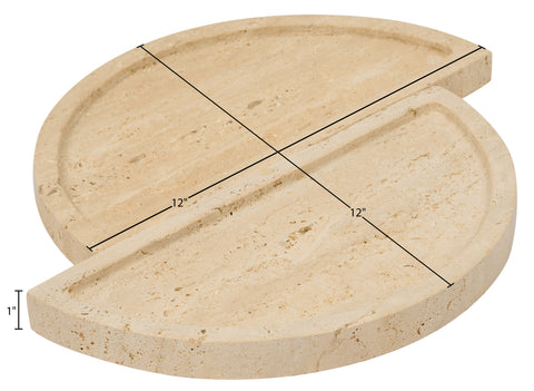 Kellan Beige Travertine Tray, 1 Piece