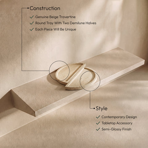Kellan Beige Travertine Tray, 1 Piece