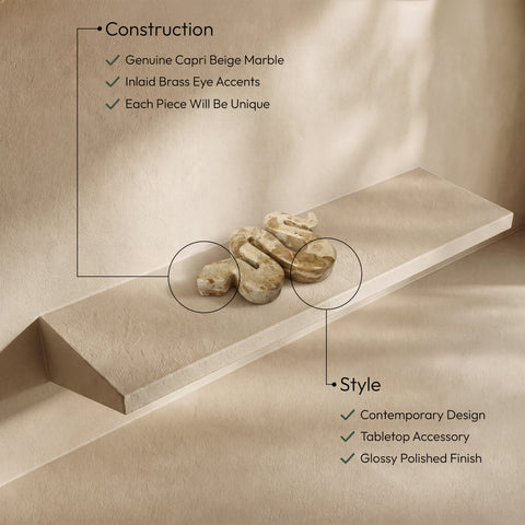 Elara Beige Genuine Marble Tabletop Object, 1 Piece
