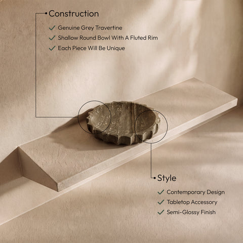 Bellamy Grey Travertine Bowl, 1 Piece