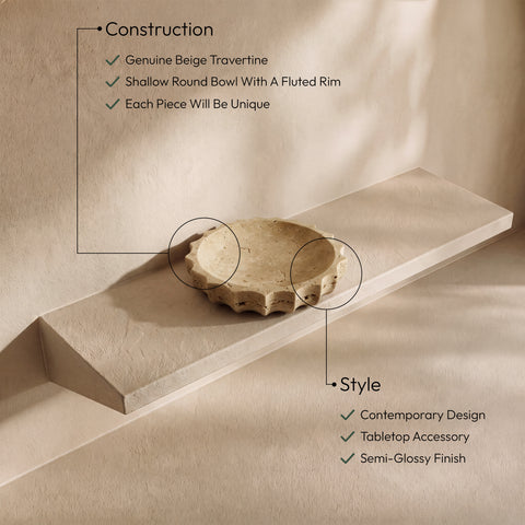 Bellamy Beige Travertine Bowl, 1 Piece